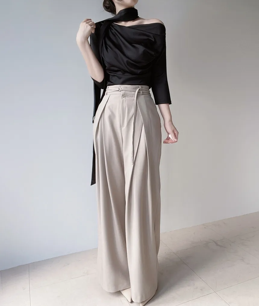 ストラップ付ピンタックバックゴムロングスラックス | mirangmirang | 詳細画像16