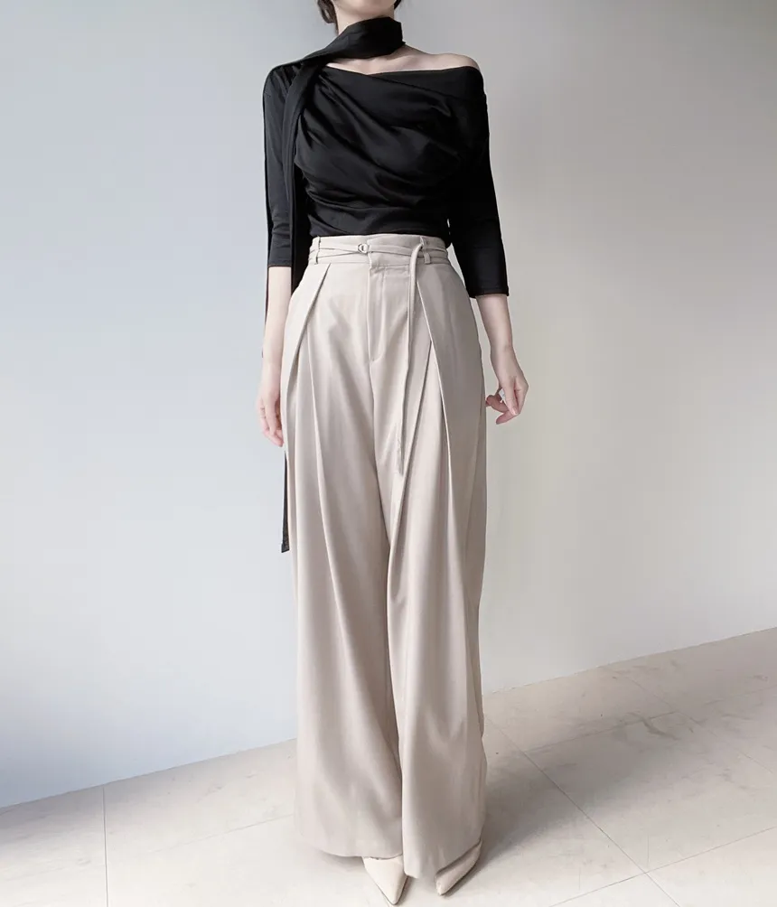 ストラップ付ピンタックバックゴムロングスラックス | mirangmirang | 詳細画像17