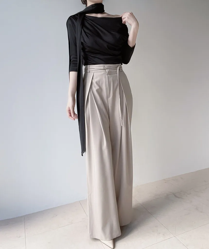 ストラップ付ピンタックバックゴムロングスラックス | mirangmirang | 詳細画像18