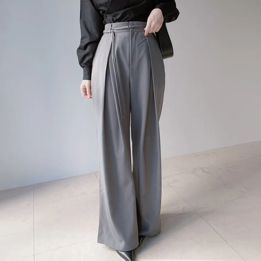 ストラップ付ピンタックバックゴムロングスラックス | mirangmirang | 詳細画像19