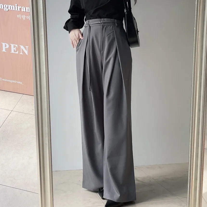 ストラップ付ピンタックバックゴムロングスラックス | mirangmirang | 詳細画像20