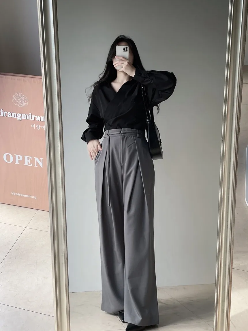 ストラップ付ピンタックバックゴムロングスラックス | mirangmirang | 詳細画像21