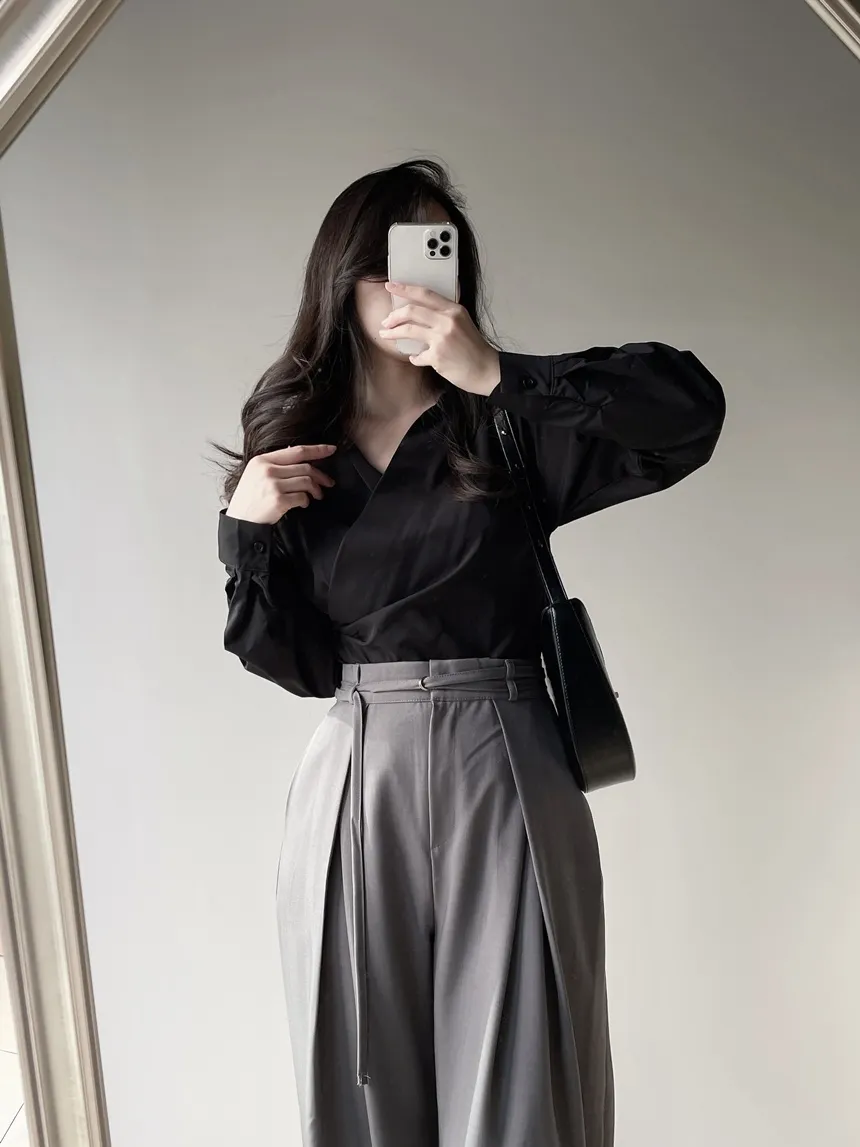 ストラップ付ピンタックバックゴムロングスラックス | mirangmirang | 詳細画像23