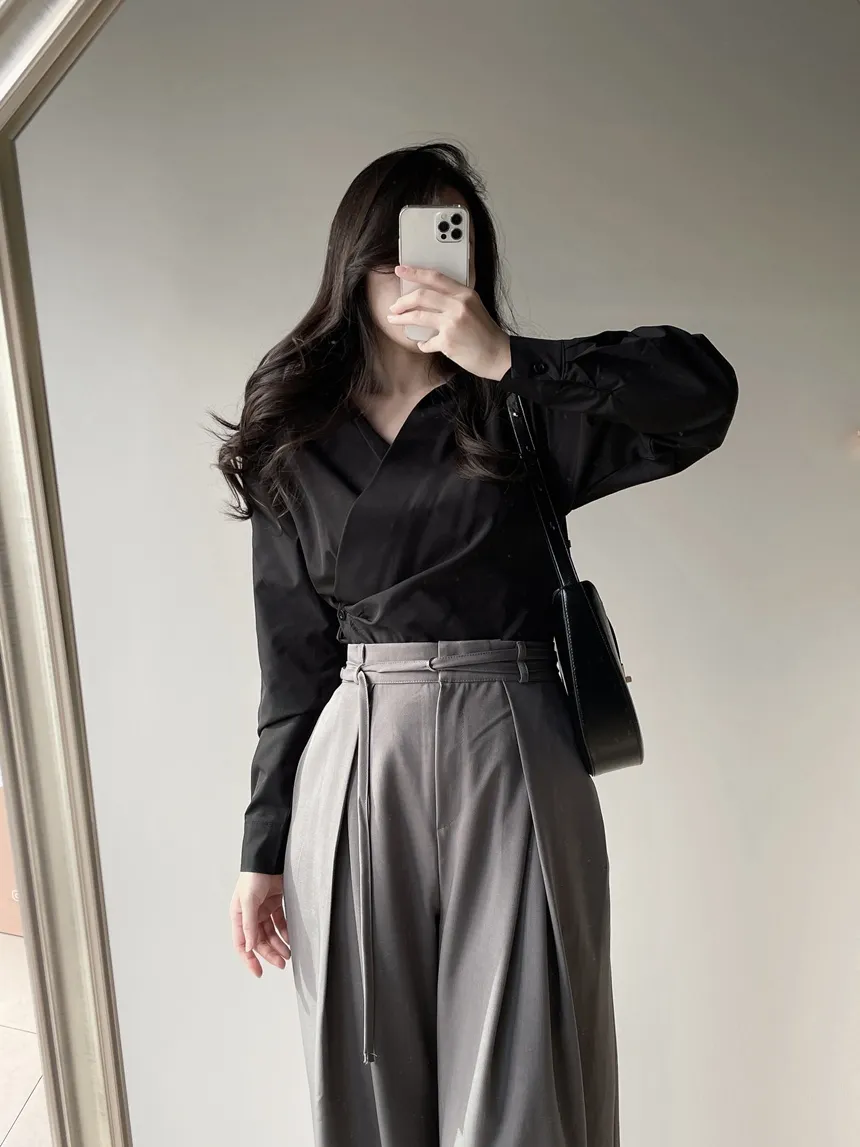 ストラップ付ピンタックバックゴムロングスラックス | mirangmirang | 詳細画像24