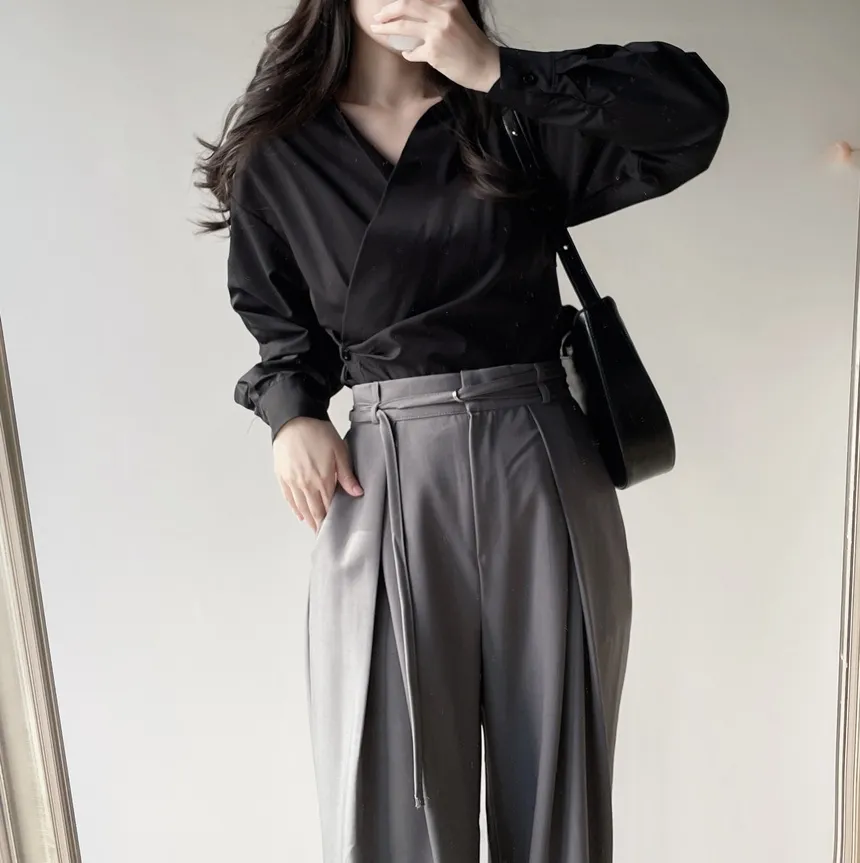 ストラップ付ピンタックバックゴムロングスラックス | mirangmirang | 詳細画像25