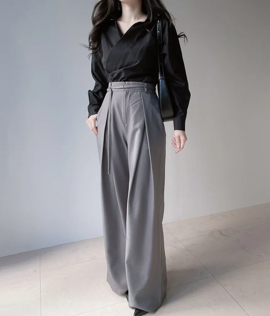 ストラップ付ピンタックバックゴムロングスラックス | mirangmirang | 詳細画像32