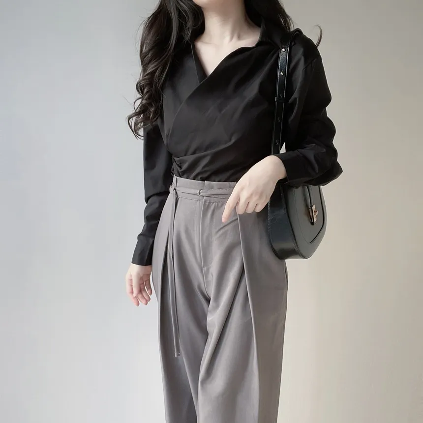 ストラップ付ピンタックバックゴムロングスラックス | mirangmirang | 詳細画像33