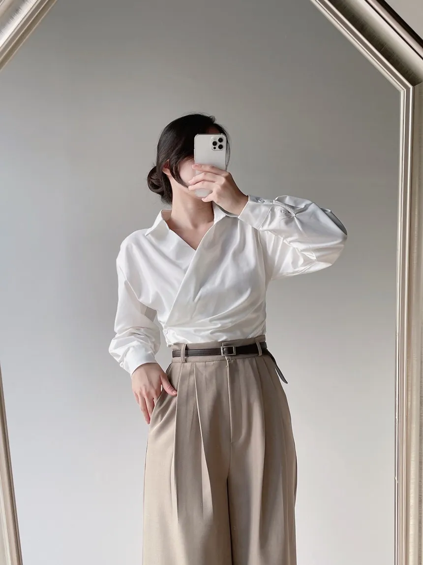 ベルト付ピンタックワイドスラックス | mirangmirang | 詳細画像45