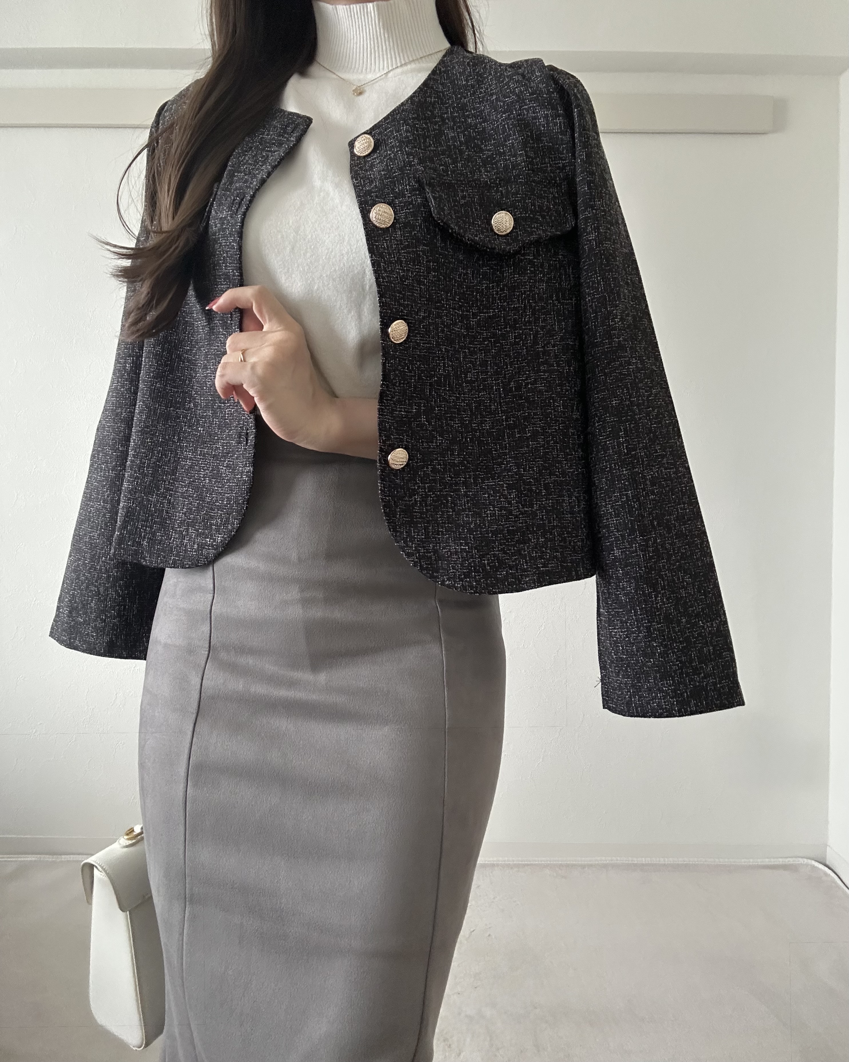 フラップツイードノーカラージャケット | 詳細画像7