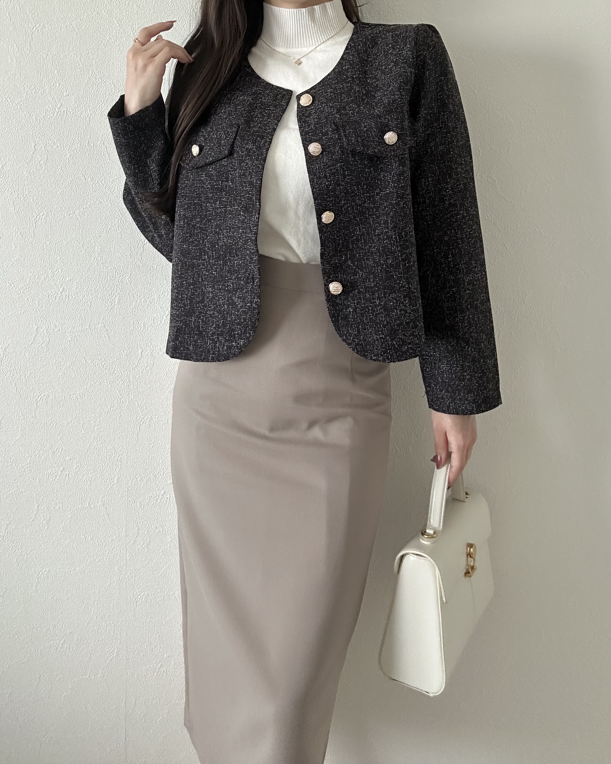フラップツイードノーカラージャケット | 詳細画像13