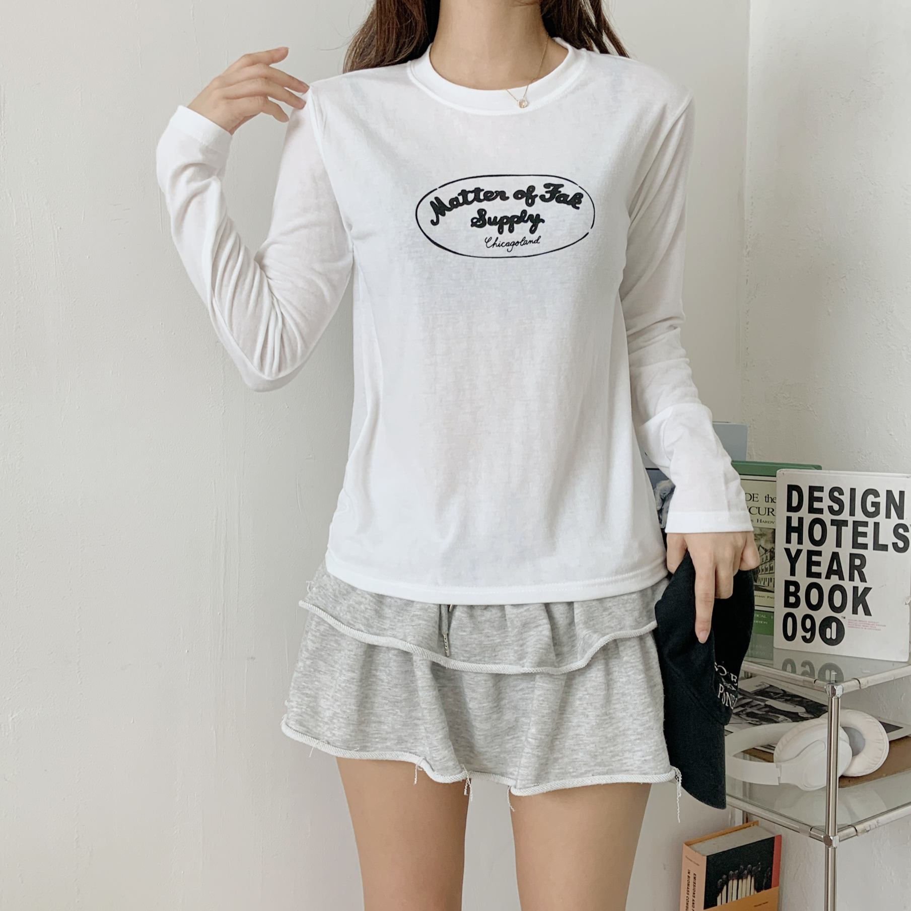 ストレッチラウンドネックスリム長袖ロゴTシャツ | 詳細画像2