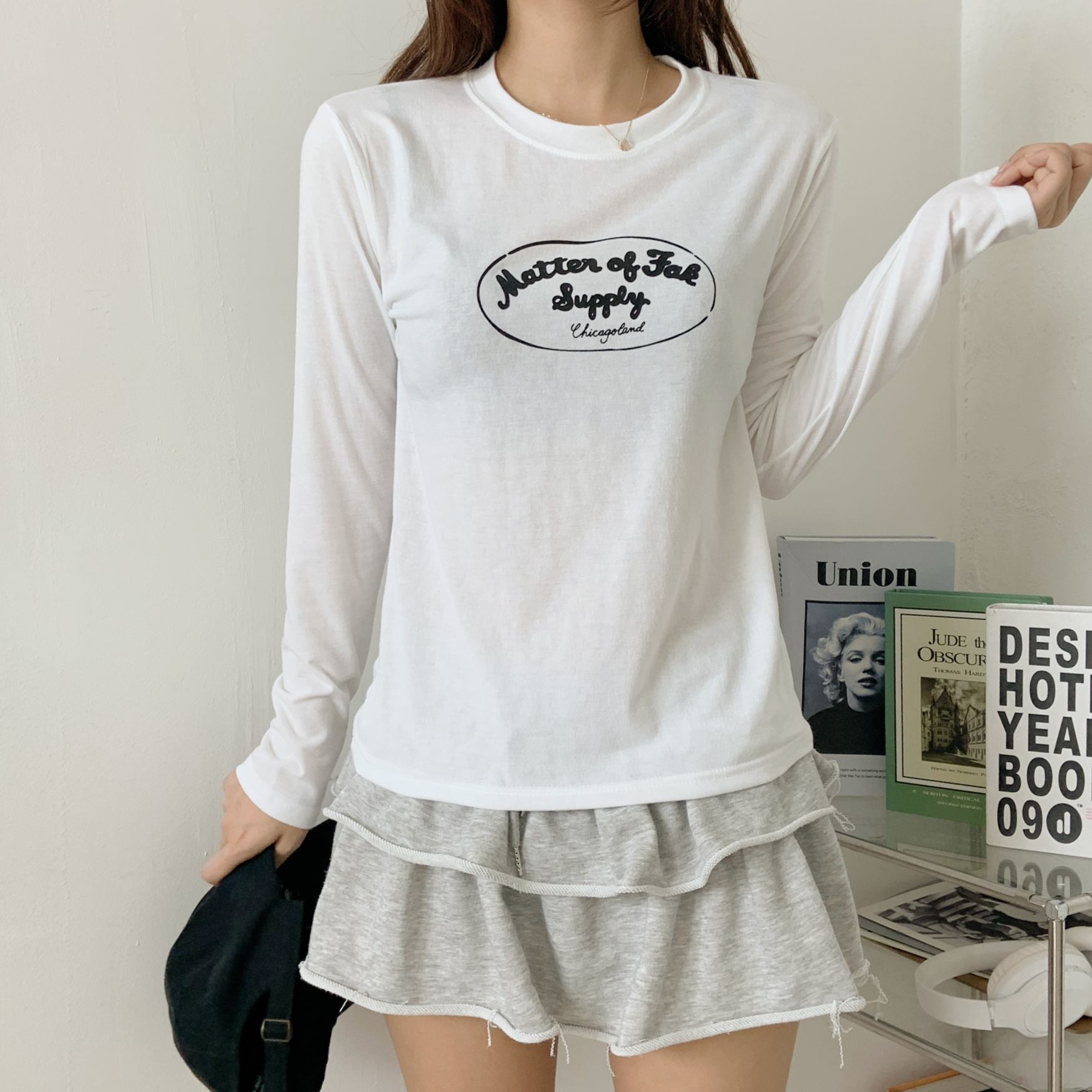 ストレッチラウンドネックスリム長袖ロゴTシャツ | 詳細画像4