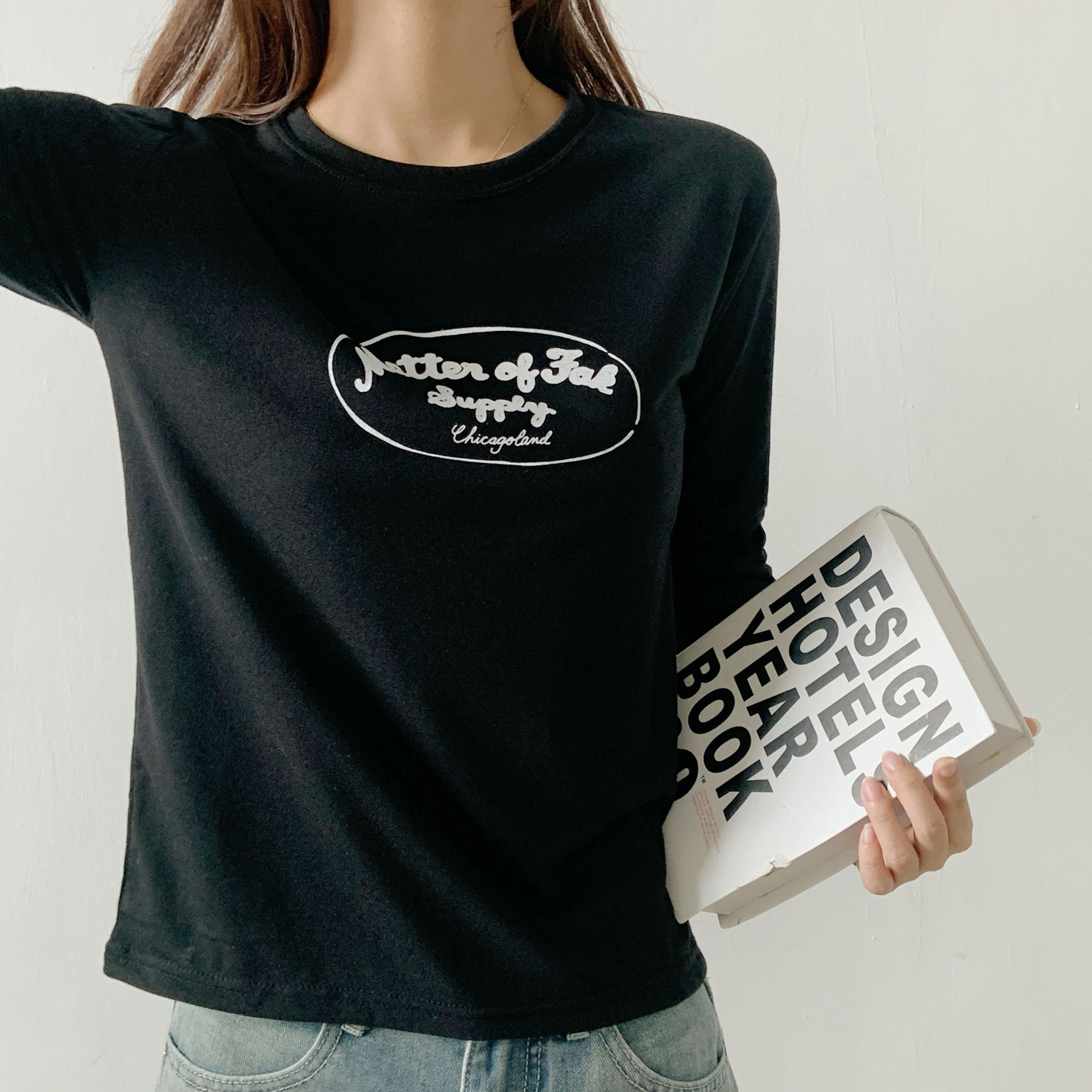 ストレッチラウンドネックスリム長袖ロゴTシャツ | 詳細画像6