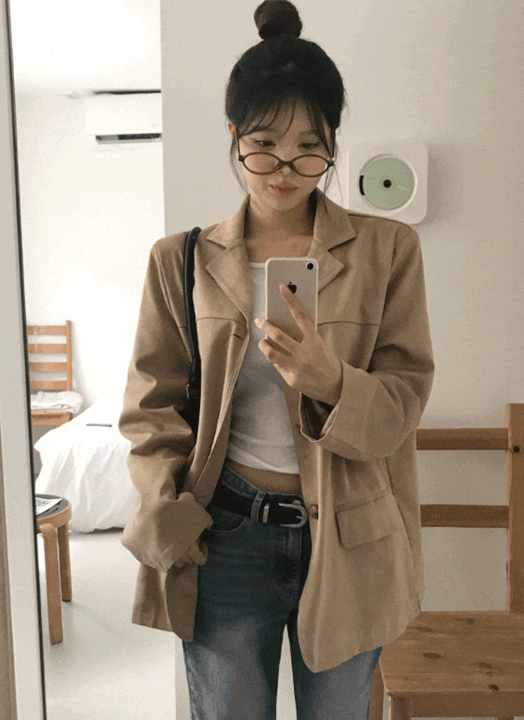 スエードボタン肩パッドオーバーサイズジャケット | レディース