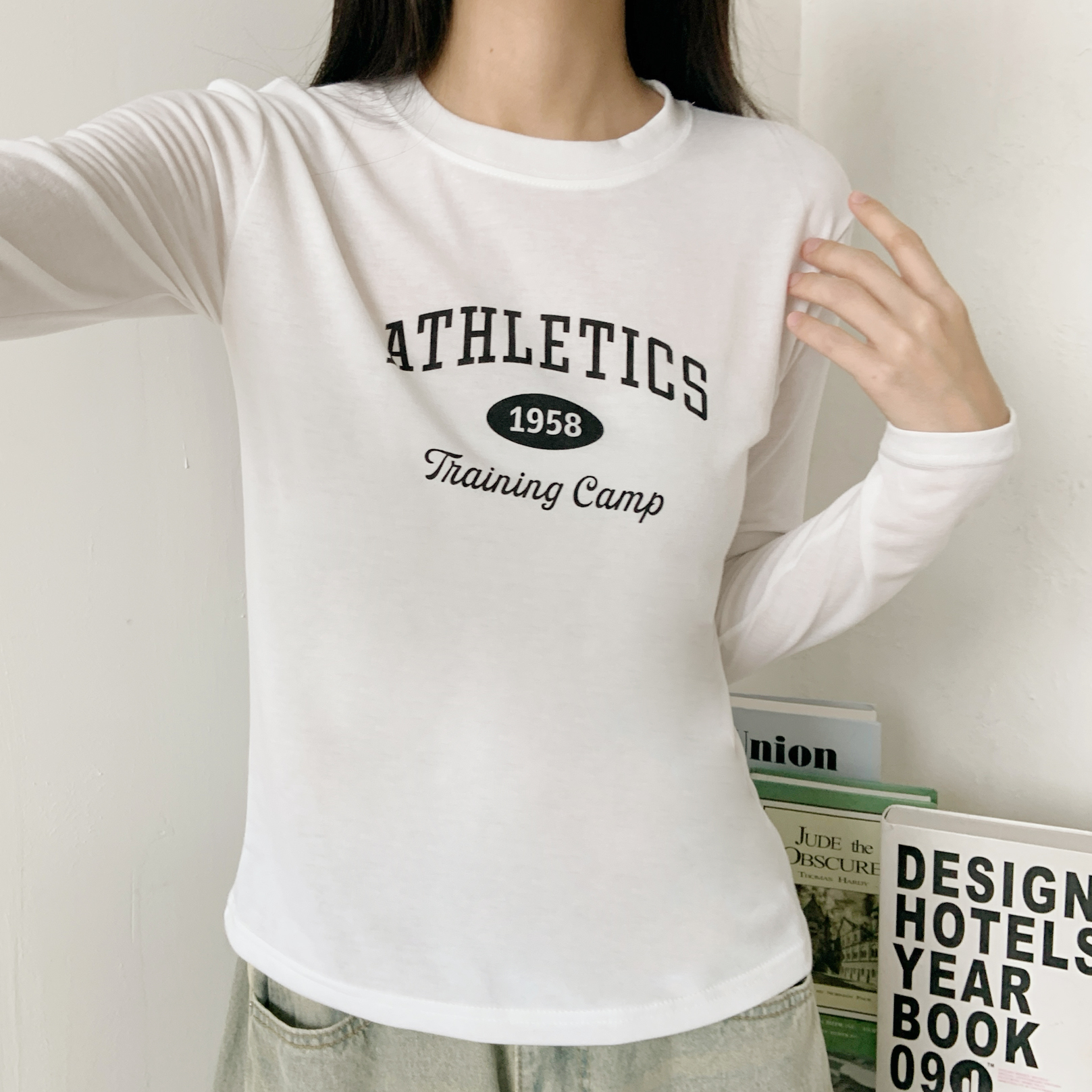 ストレッチラウンドネックスリム長袖ロゴTシャツ | 詳細画像2
