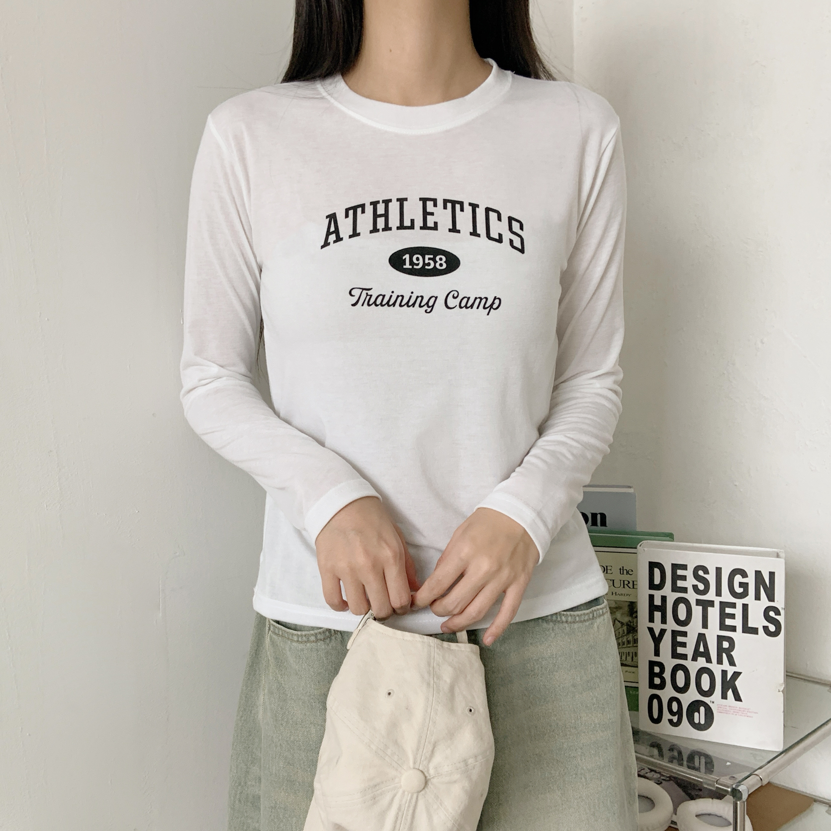 ストレッチラウンドネックスリム長袖ロゴTシャツ | 詳細画像3