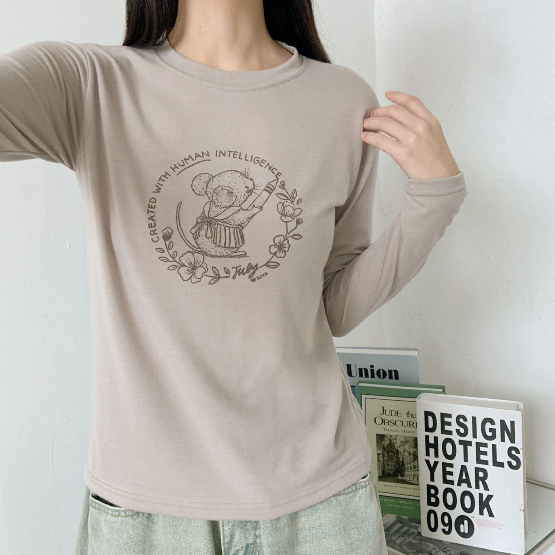 ストレッチラウンドネックスリム長袖ロゴTシャツ | 詳細画像4