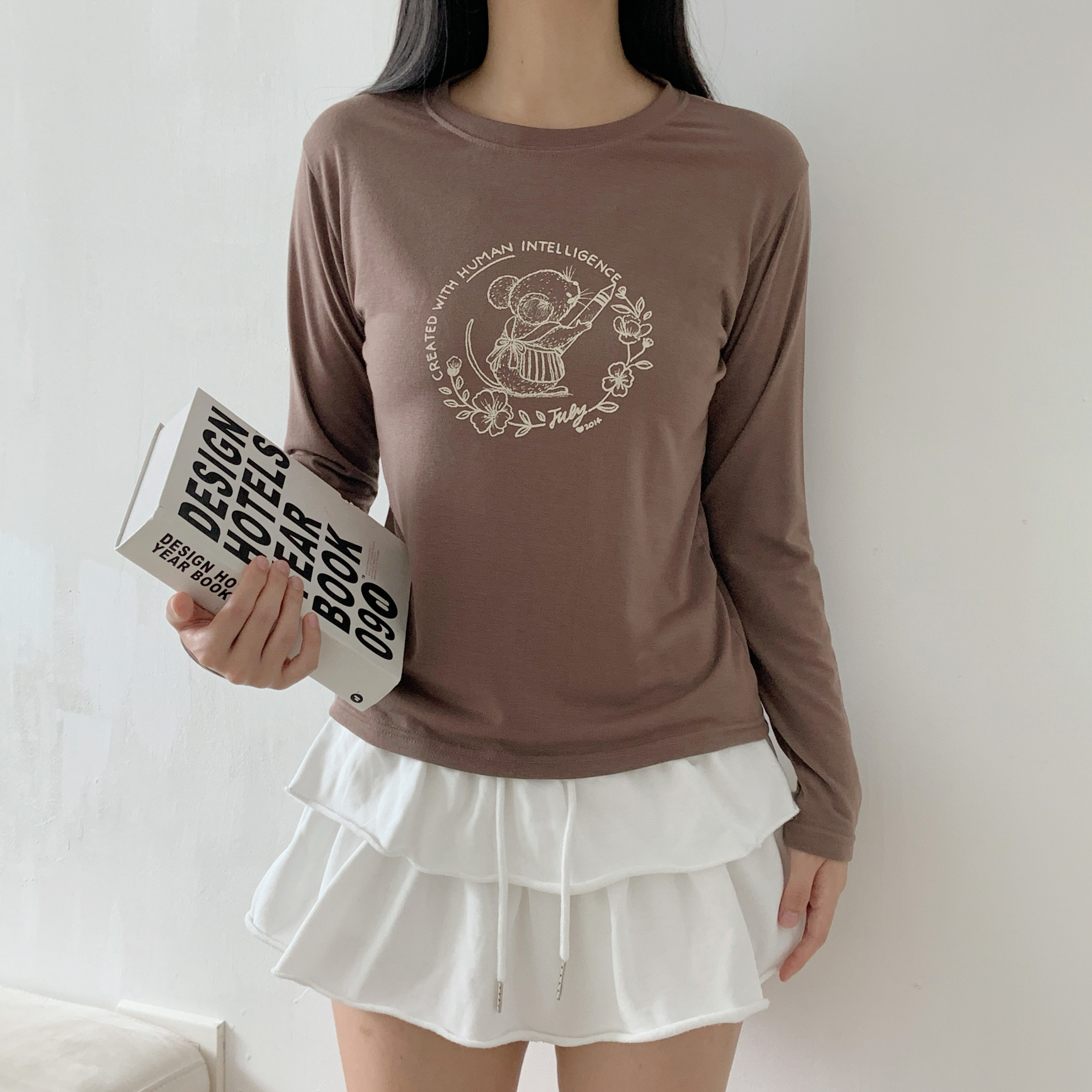 ストレッチラウンドネックスリム長袖ロゴTシャツ | 詳細画像2