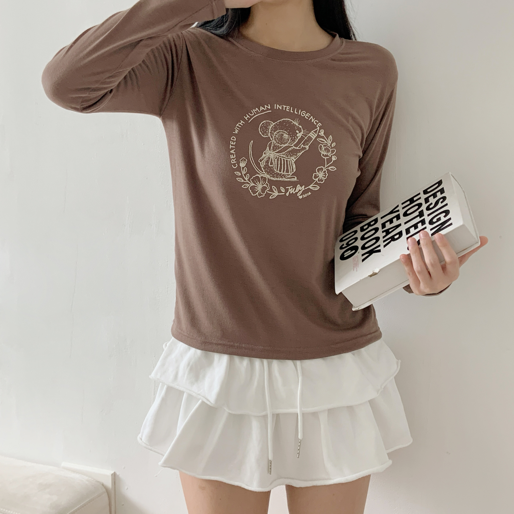 ストレッチラウンドネックスリム長袖ロゴTシャツ | 詳細画像3