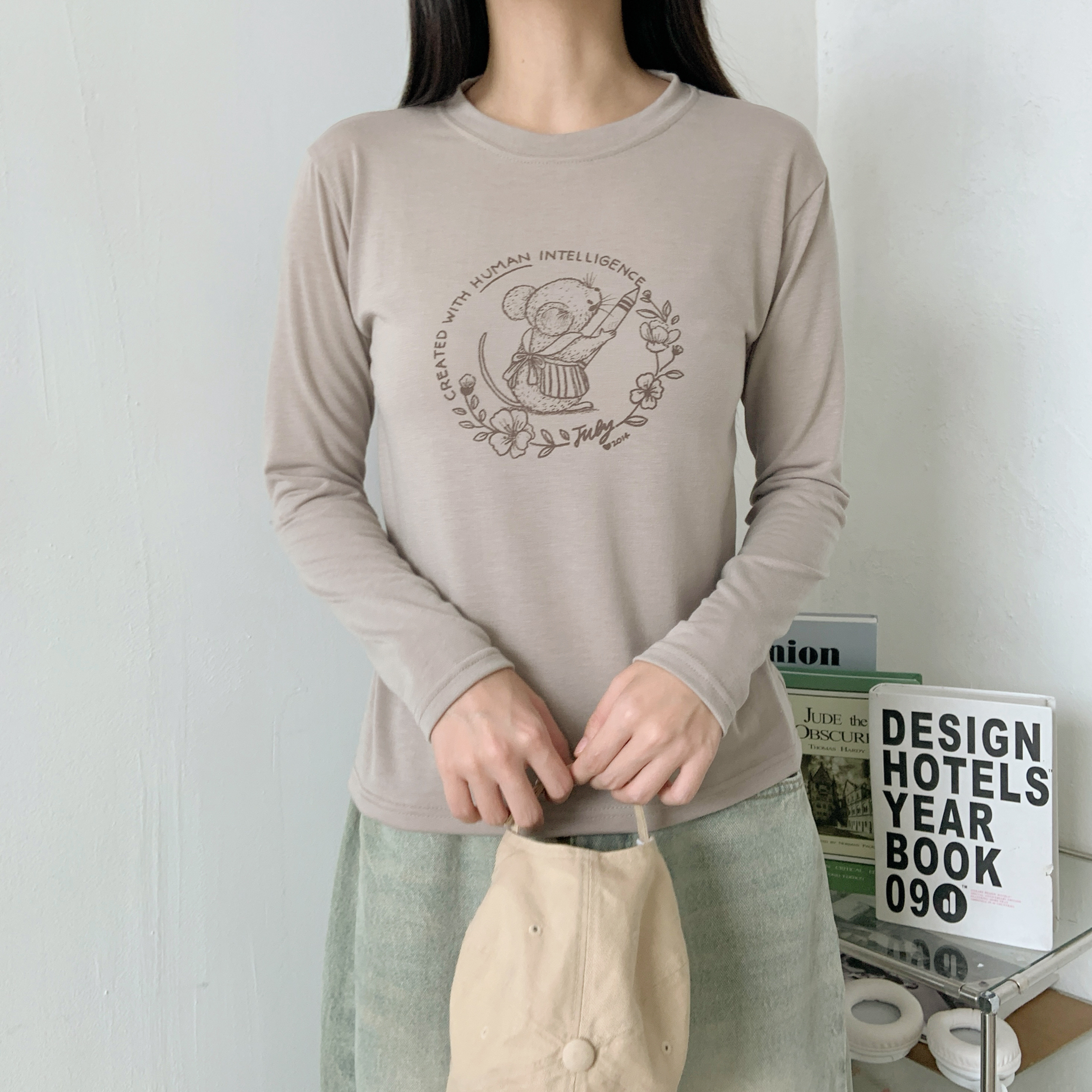 ストレッチラウンドネックスリム長袖ロゴTシャツ | 詳細画像5