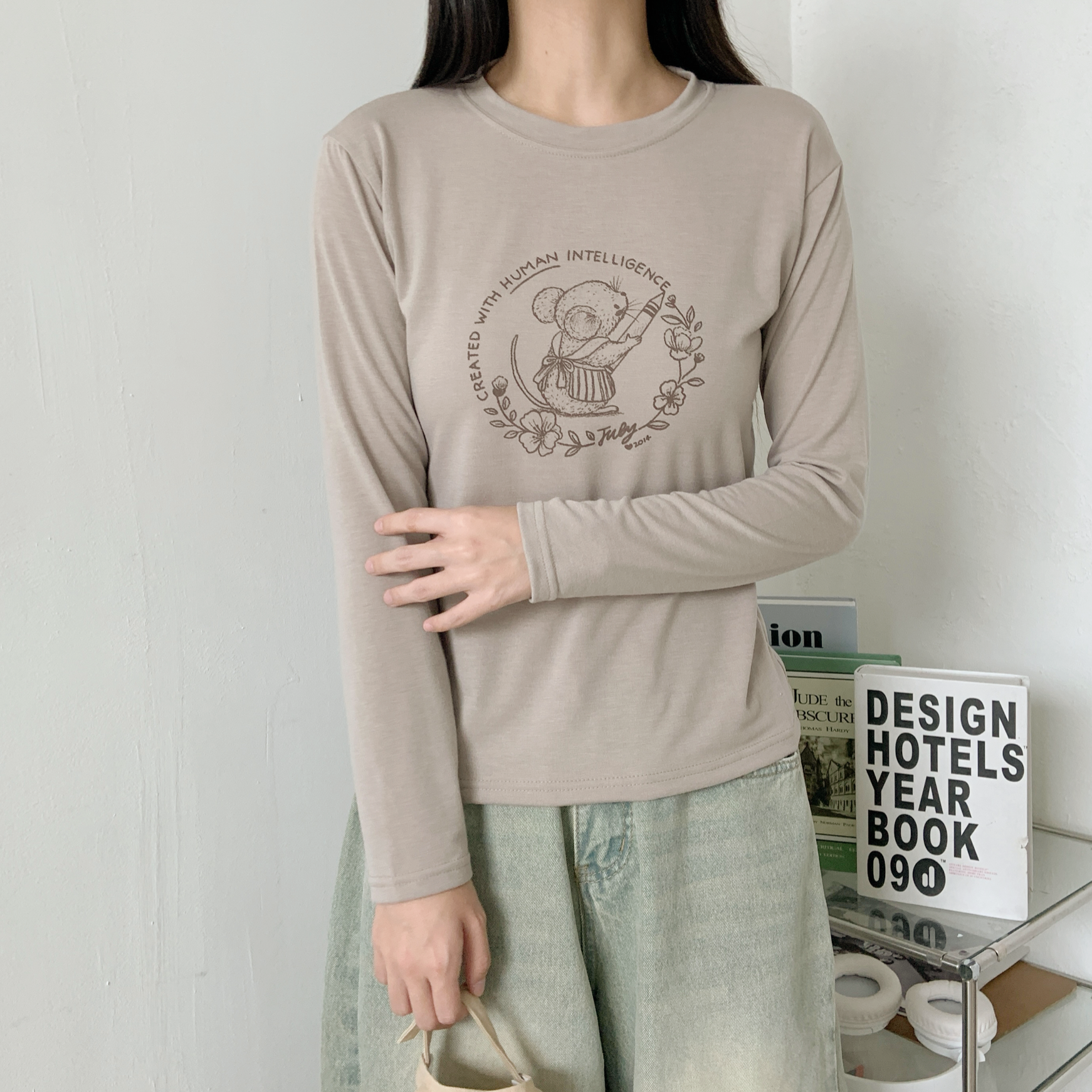 ストレッチラウンドネックスリム長袖ロゴTシャツ | 詳細画像6