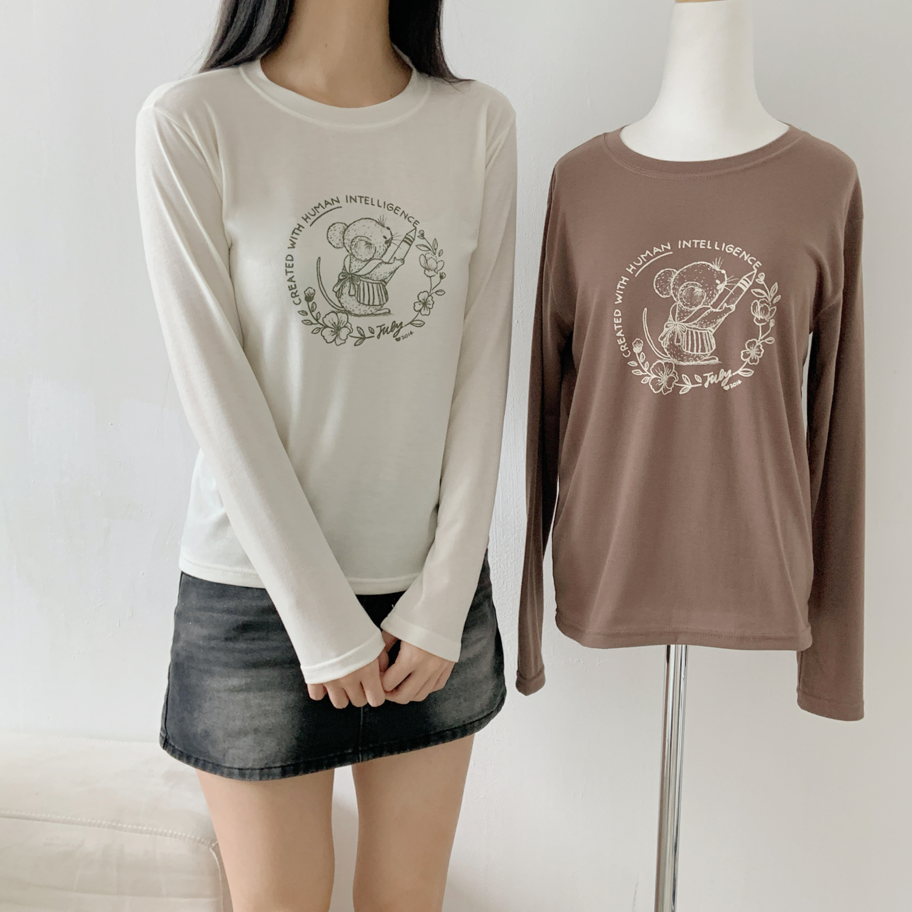 ストレッチラウンドネックスリム長袖ロゴTシャツ | 詳細画像7