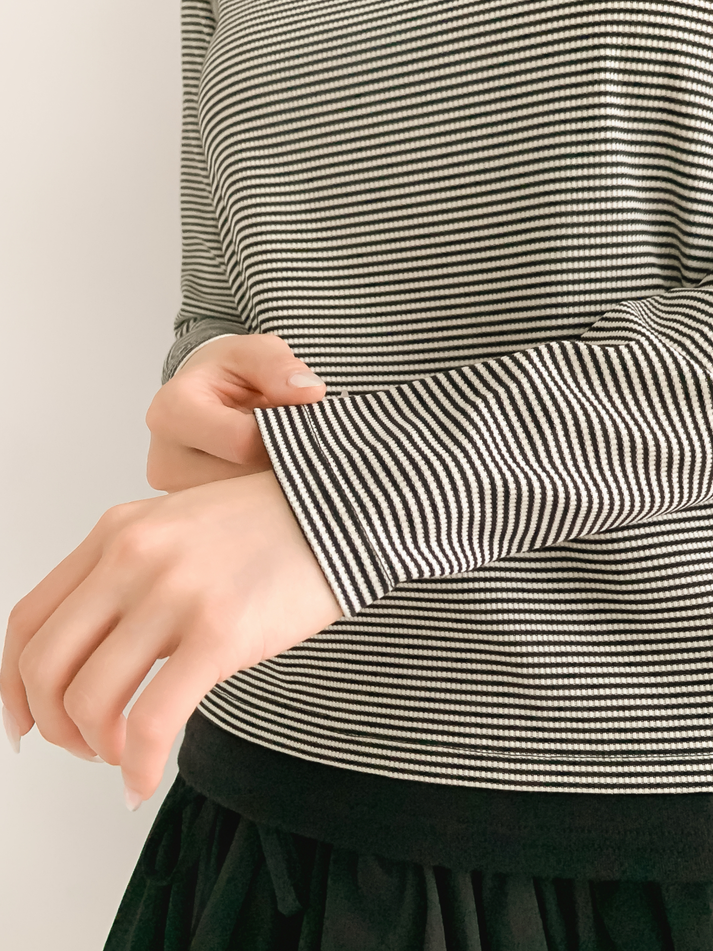 ストレッチタートルネックスリム長袖ボーダー配色Tシャツ | 詳細画像9