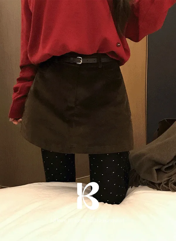 コーデュロイリボンポケットミニスカート | beidelli | 詳細画像1