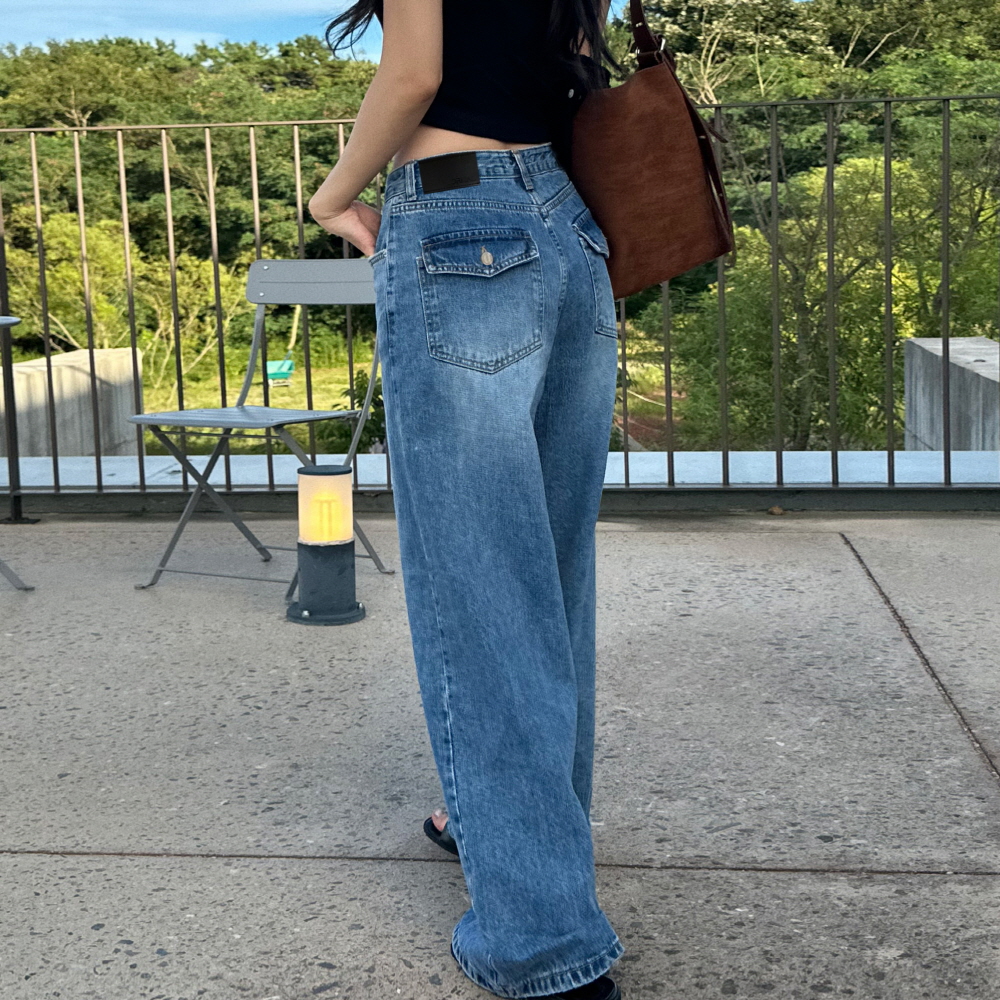 ウォッシングフラップポケットデニムパンツ | レディースファッション
