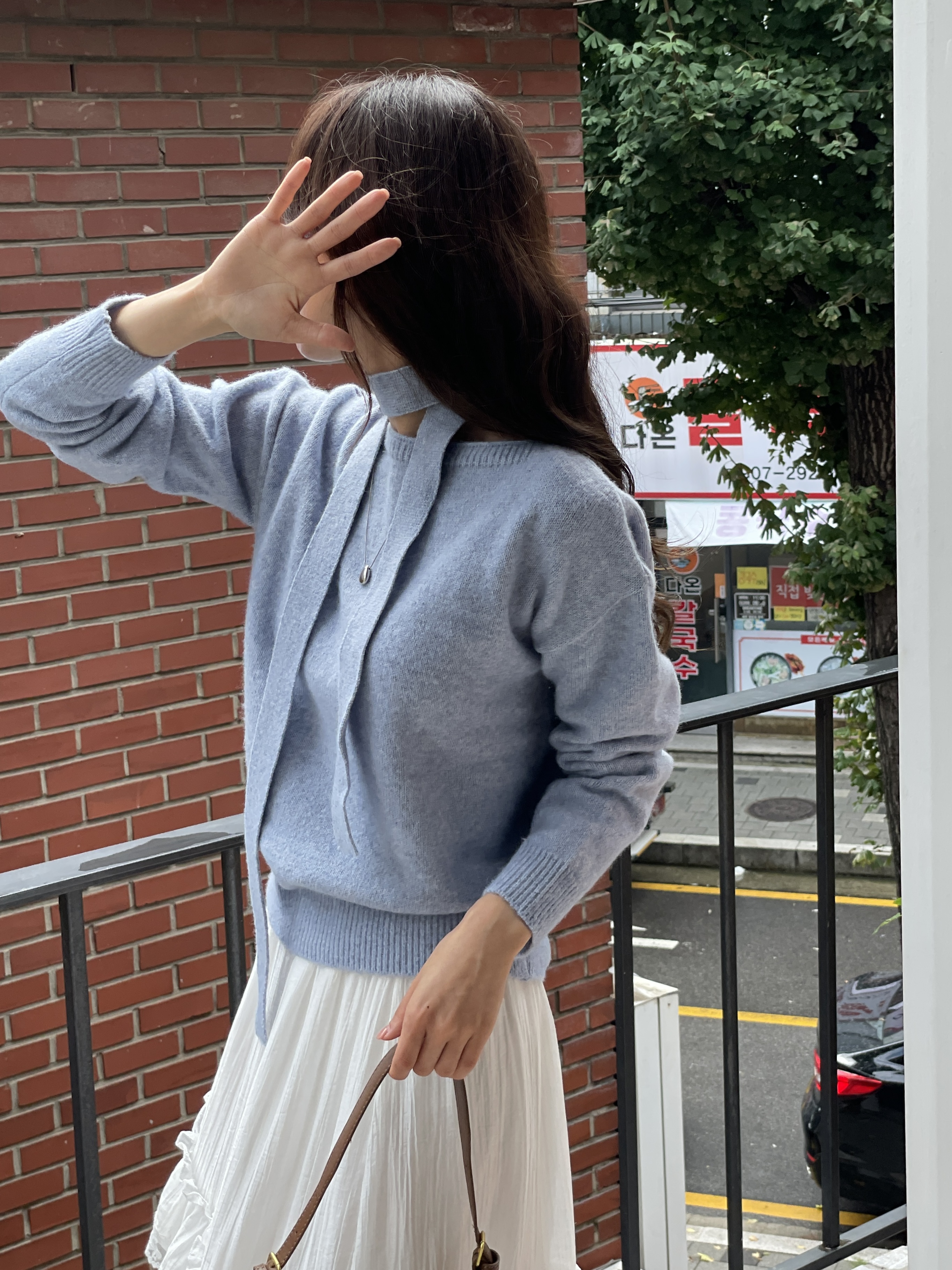 ボートネック長袖カラーニットスカーフ | 詳細画像11