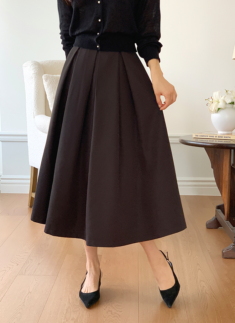 ジップアップロングツータックフレアスカート | レディース