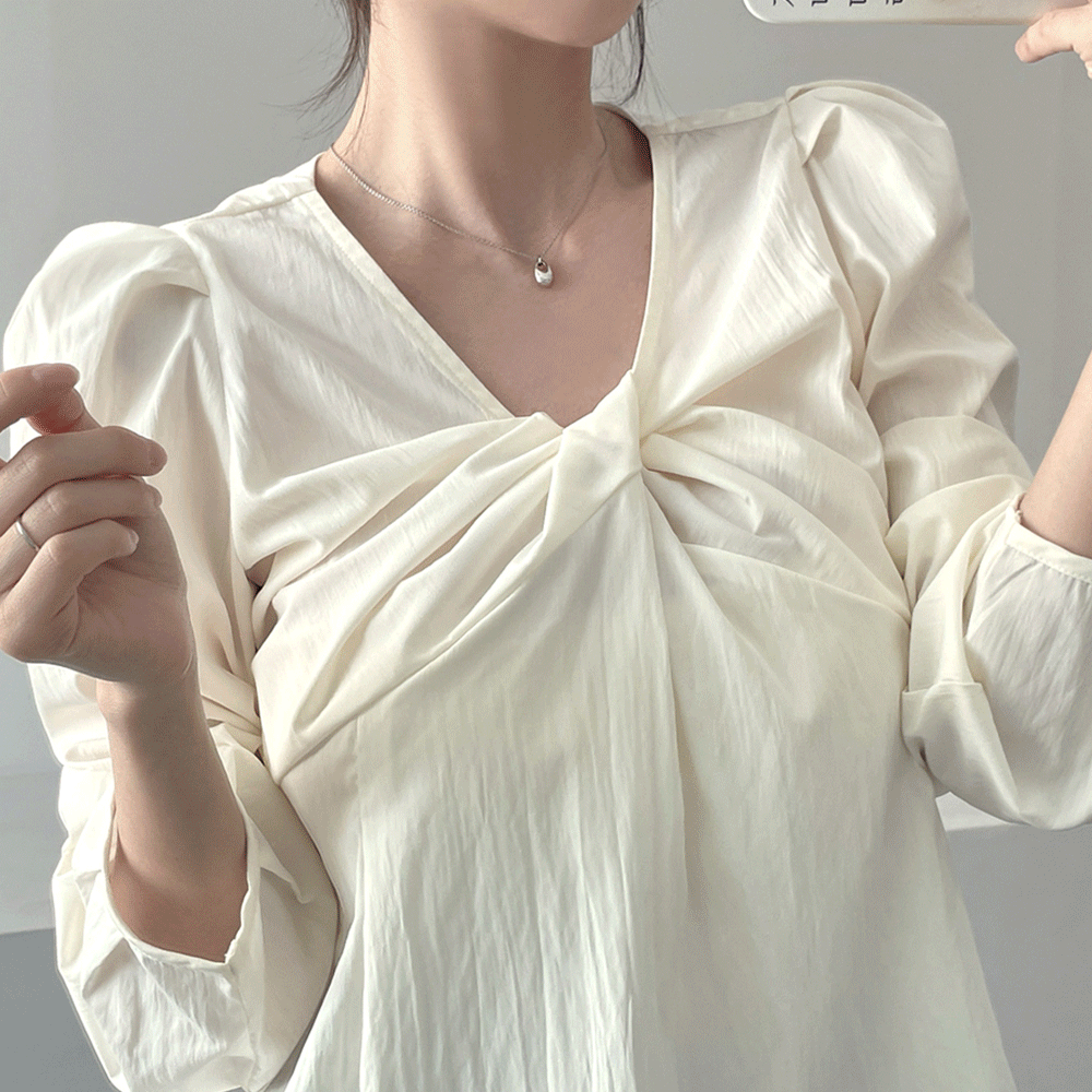 サイズM【新品】SOFIE D'HOORE ネックギャザーパフスリーブトップス