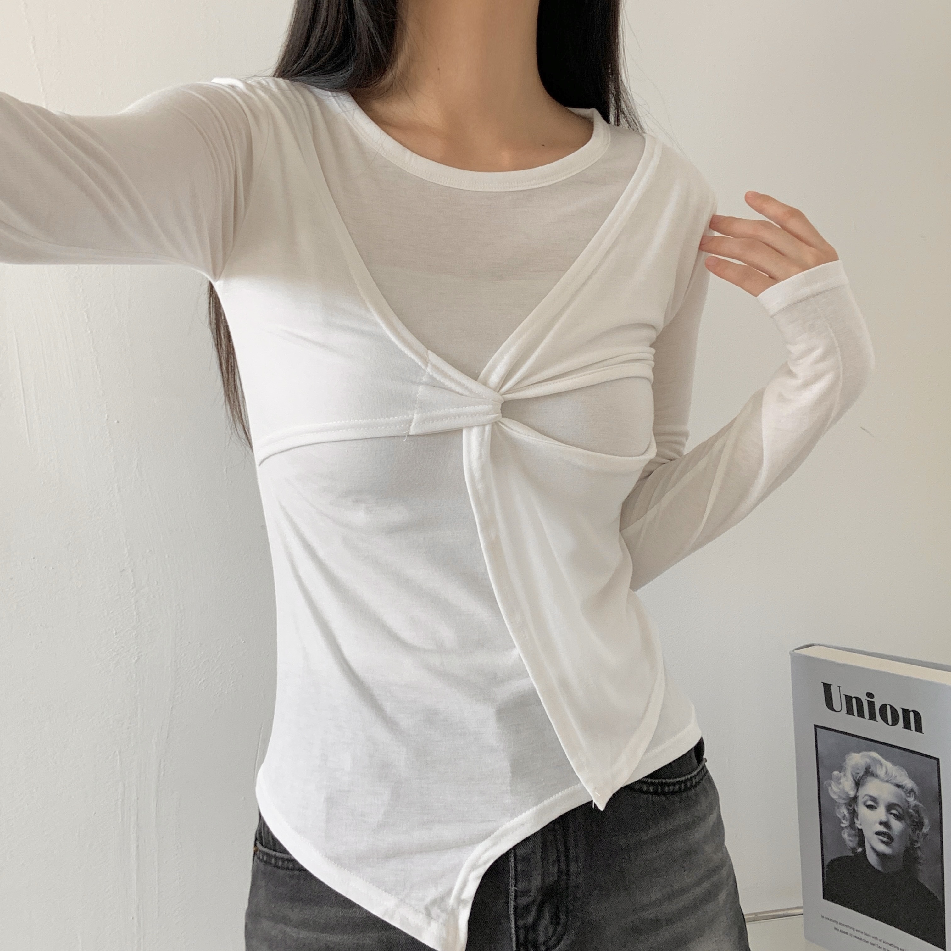 ラウンドネックツイスト長袖Tシャツ | 詳細画像6