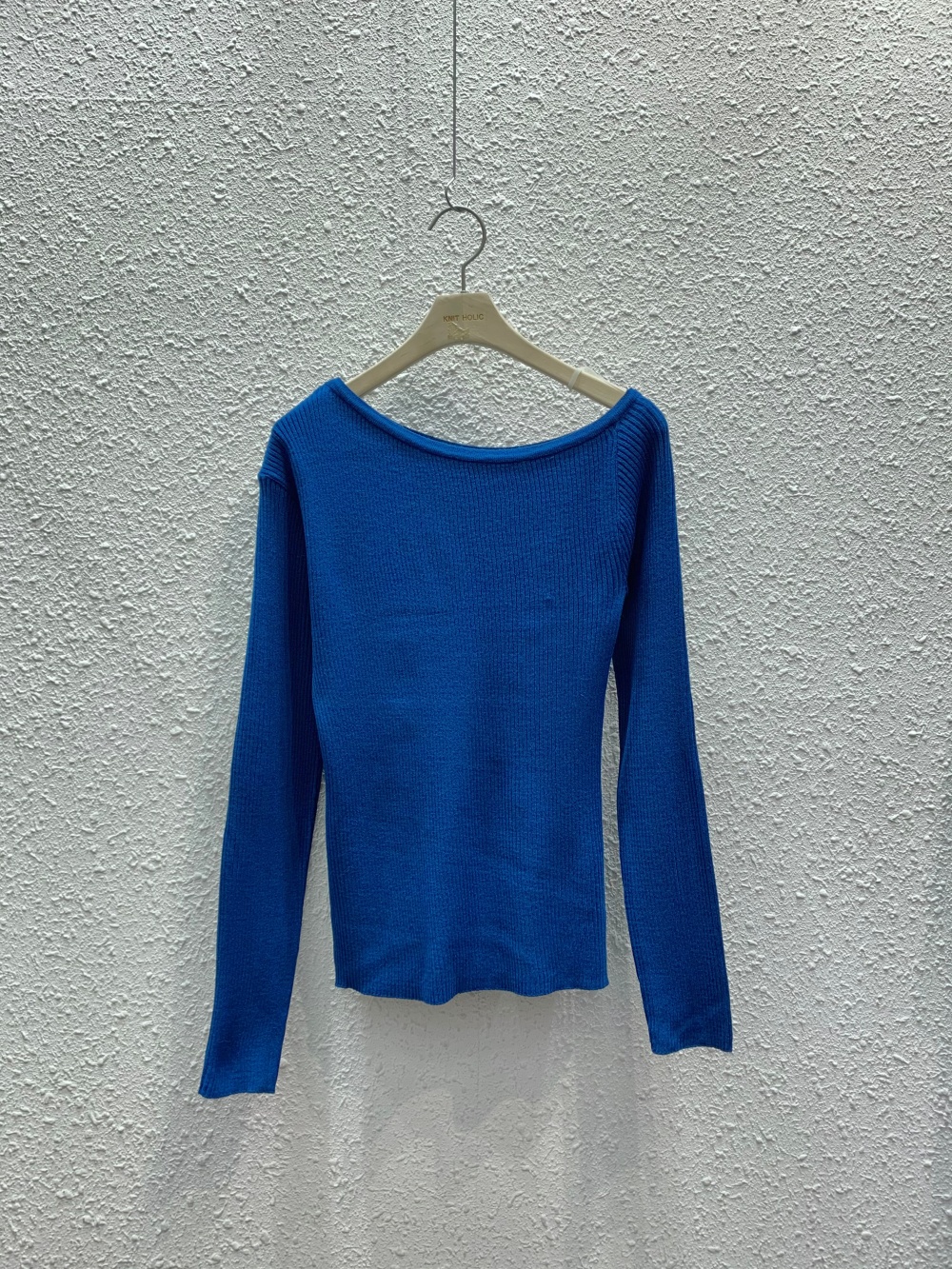 リブワンショルダーアンバランスネックスリム長袖ニット | 詳細画像14