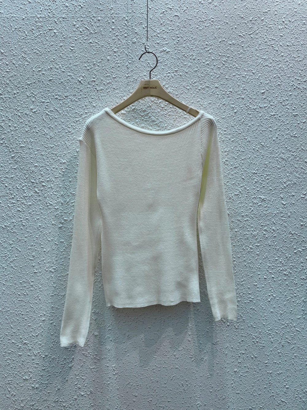 リブワンショルダーアンバランスネックスリム長袖ニット | 詳細画像16