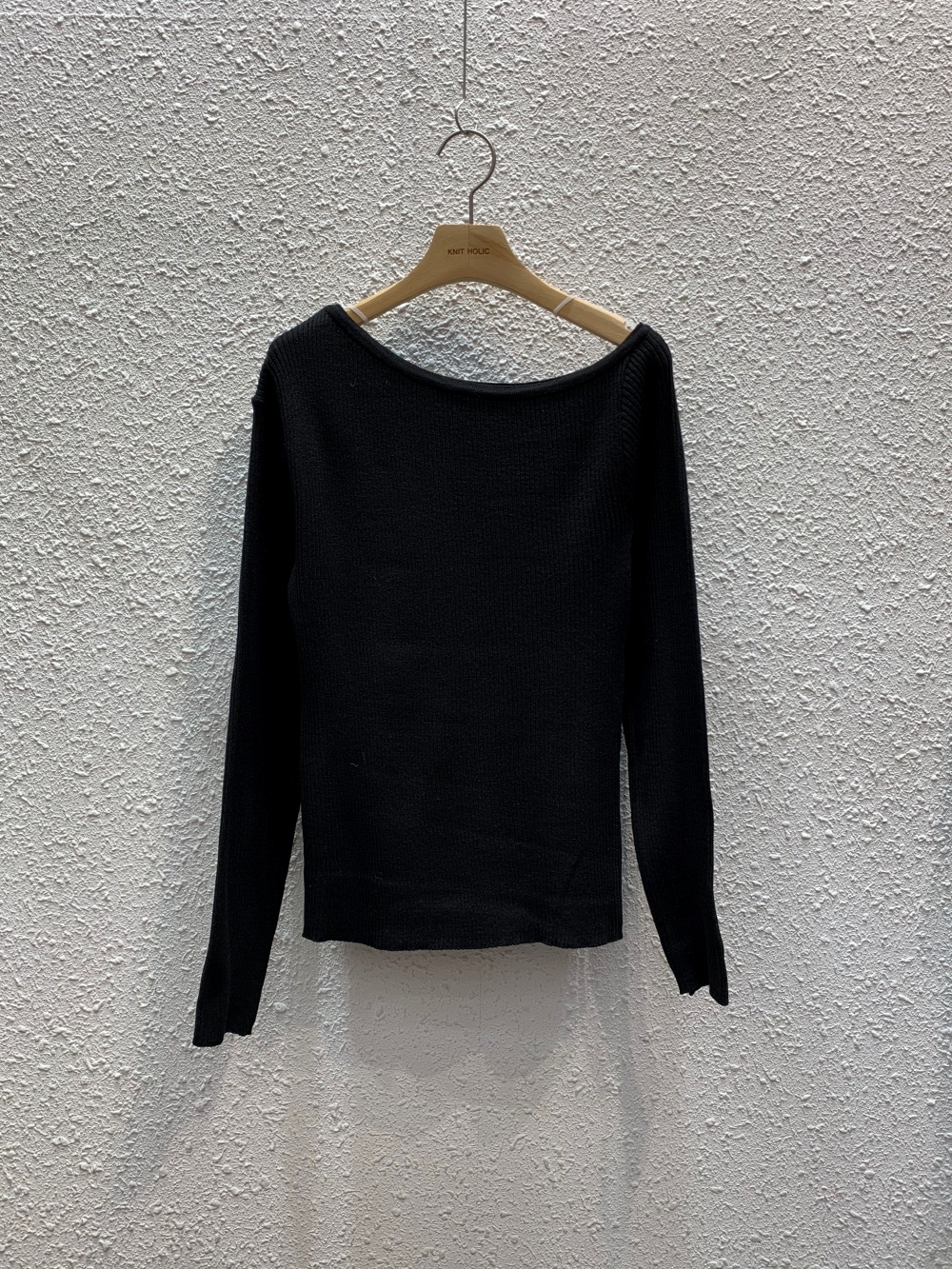 リブワンショルダーアンバランスネックスリム長袖ニット | 詳細画像17