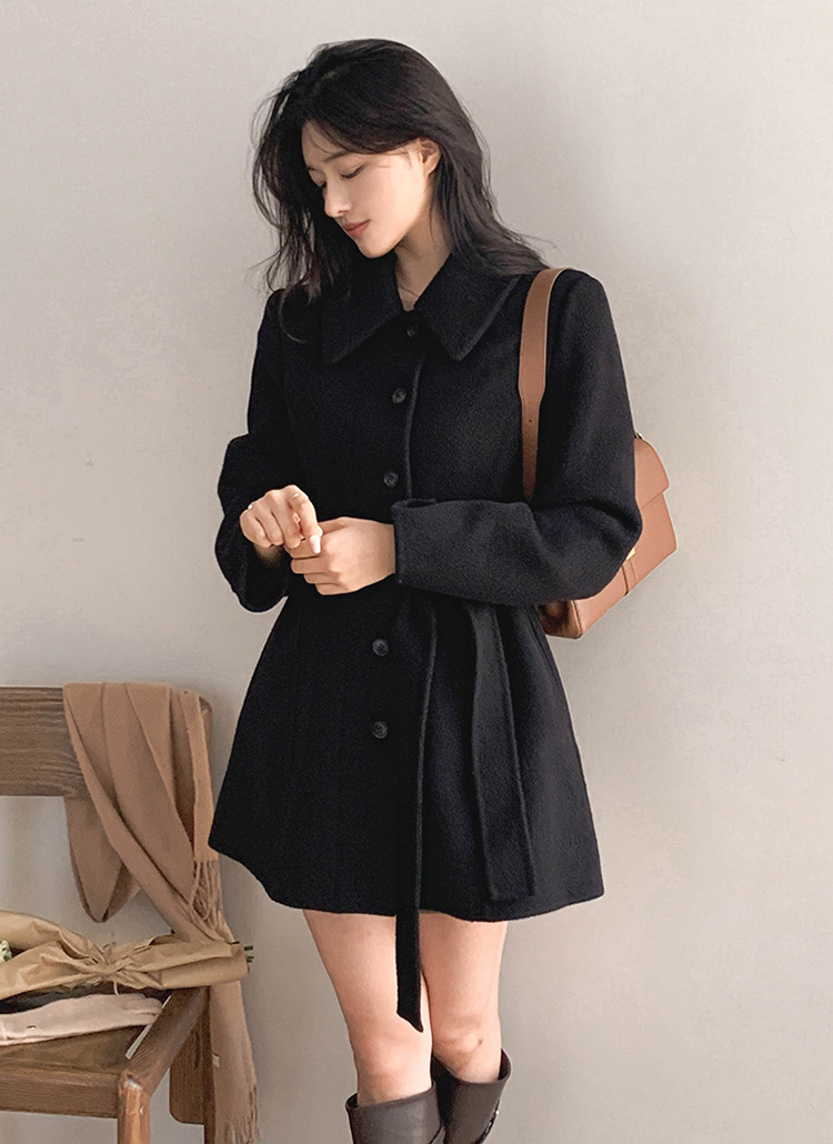 ウールストラップラインAラインコート | レディースファッション通販