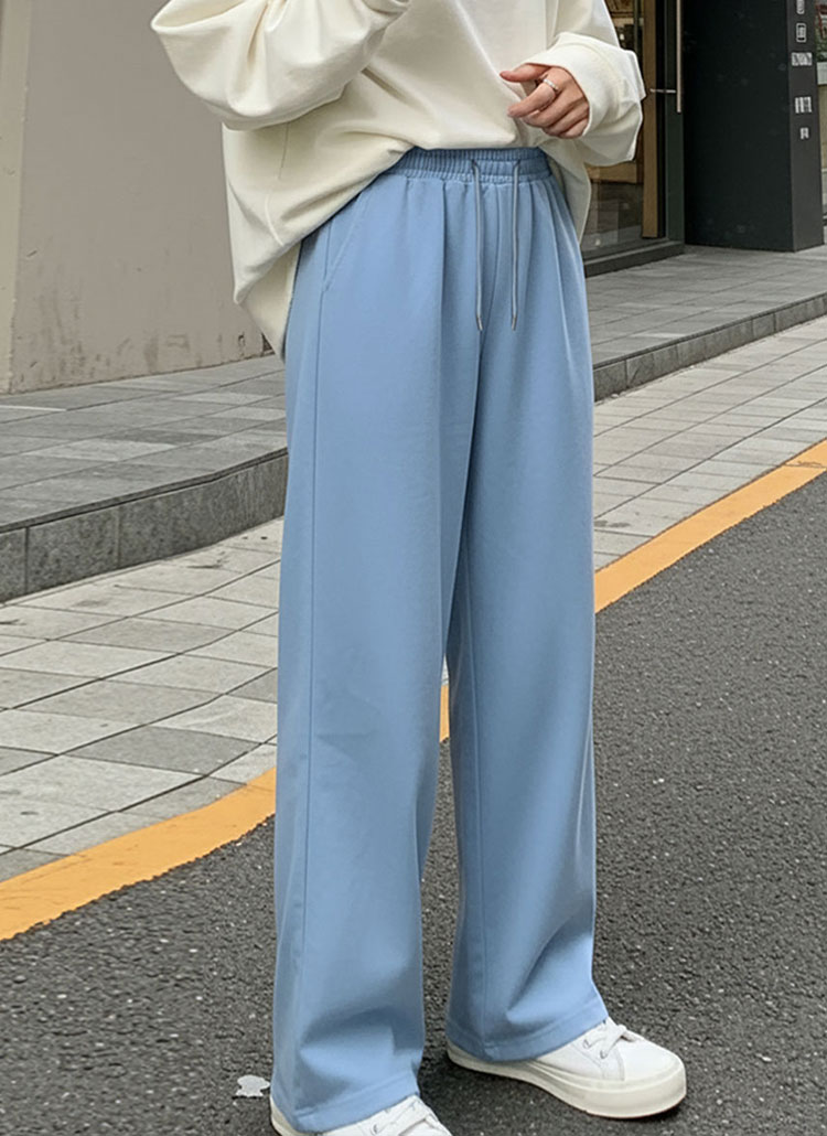 ドローストリングウエストゴムワンタックワイドカラーパンツ
