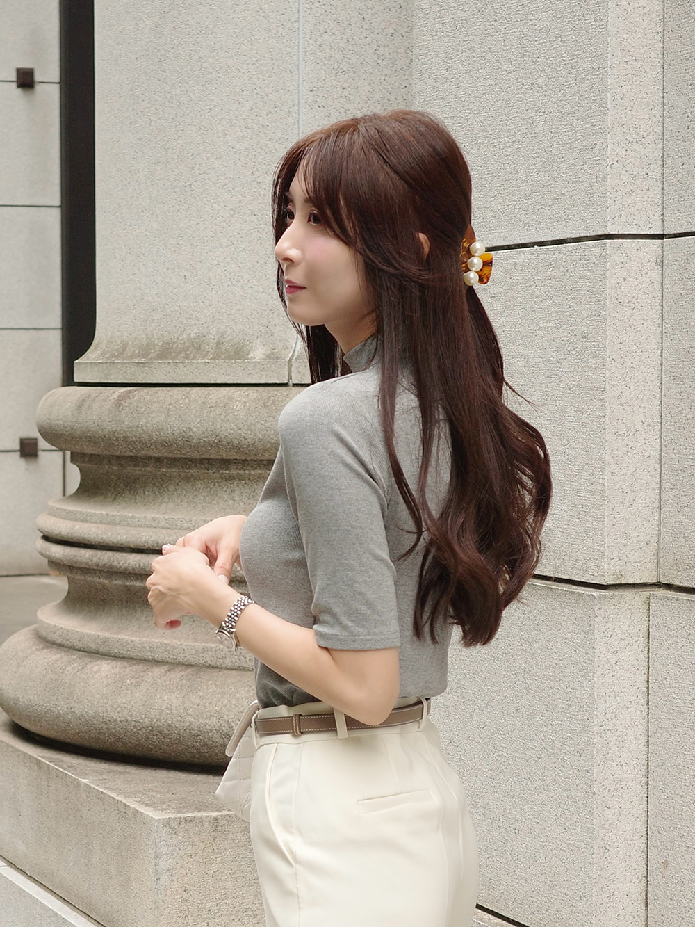 ハイネックハーフ無地ニット | 詳細画像7