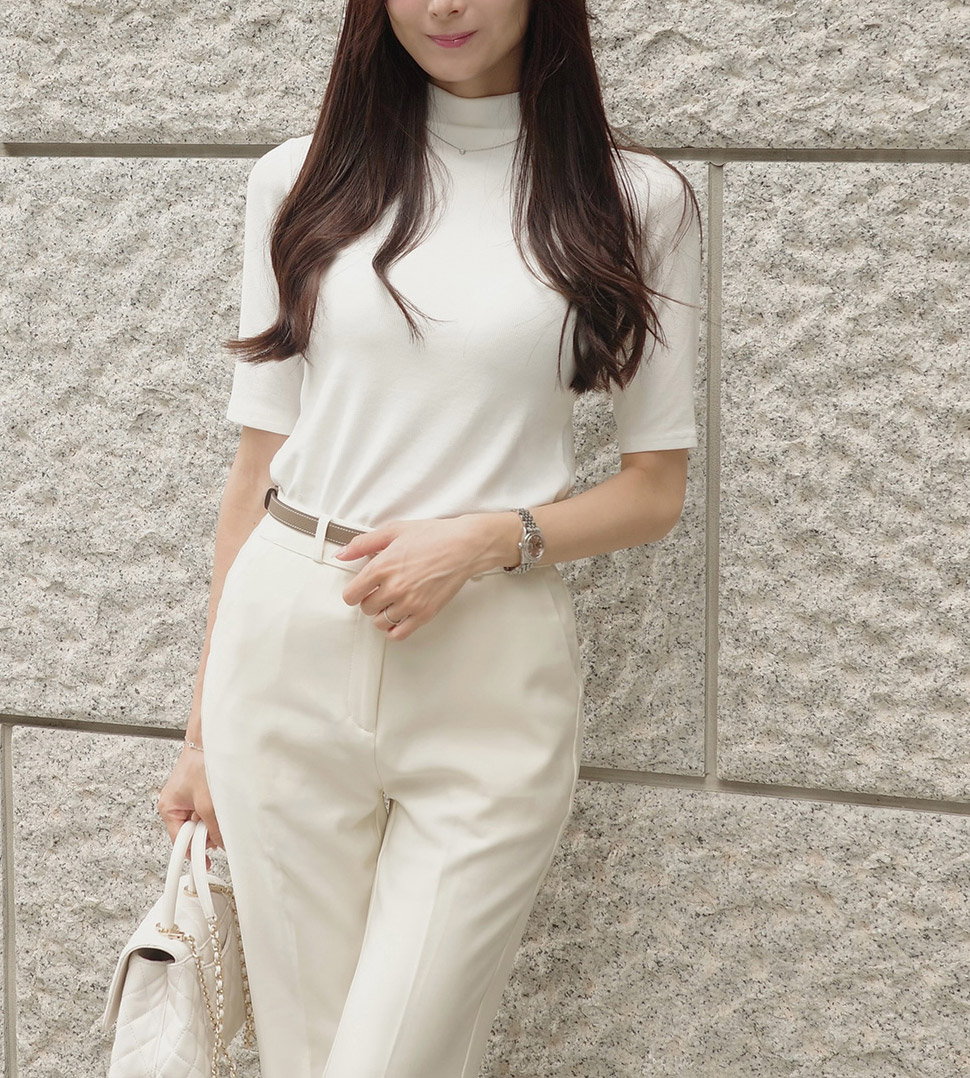 ハイネックハーフ無地ニット | 詳細画像3