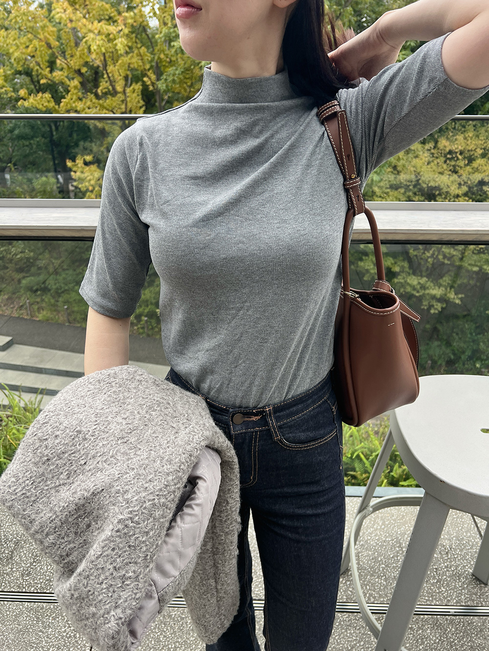 ハイネックハーフ無地ニット | 詳細画像7