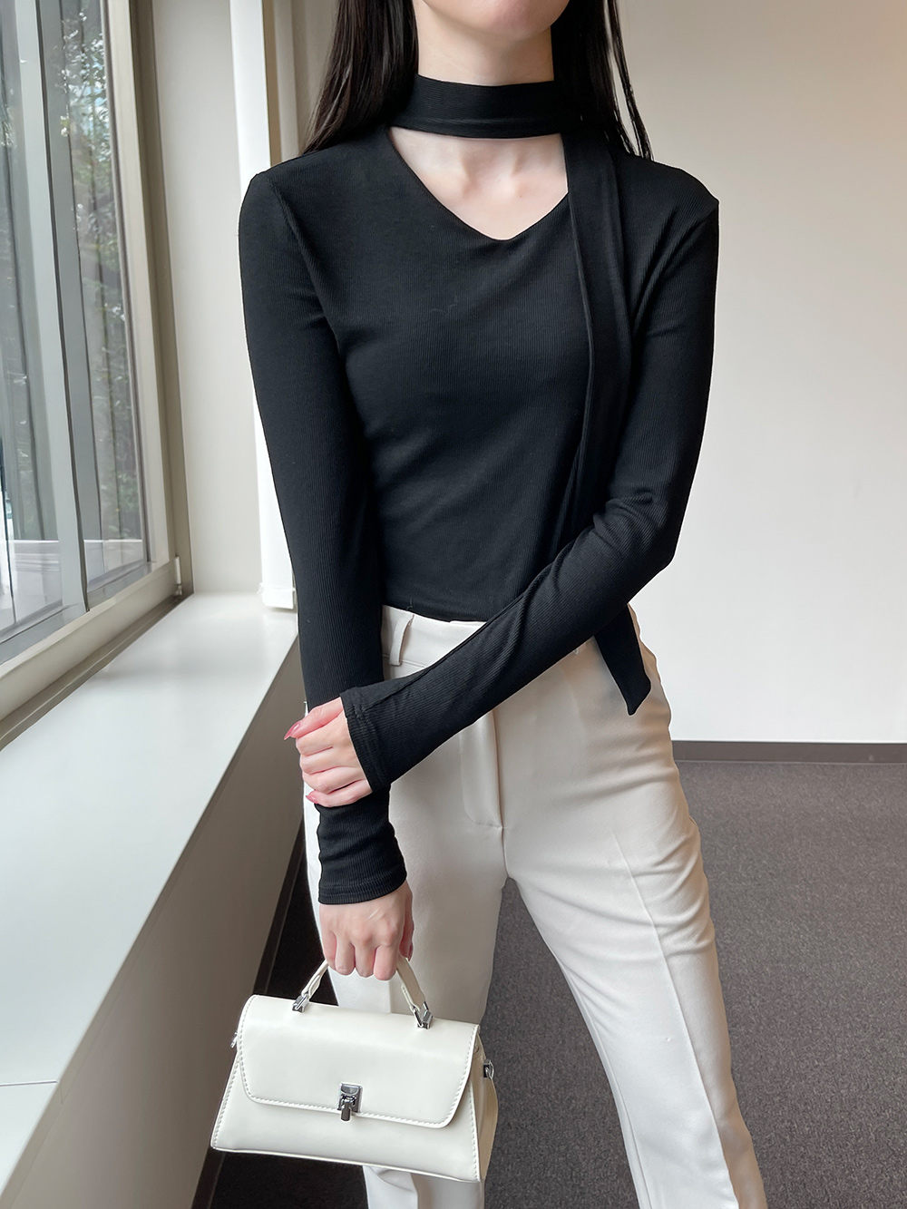 ボウタイ付Vネックニット | 詳細画像4