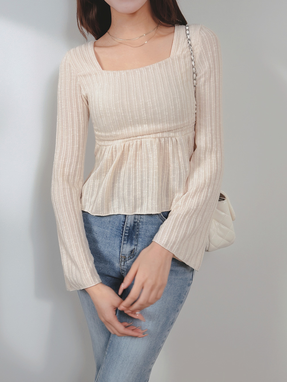 スクエアネックフレアリブニット | 詳細画像3