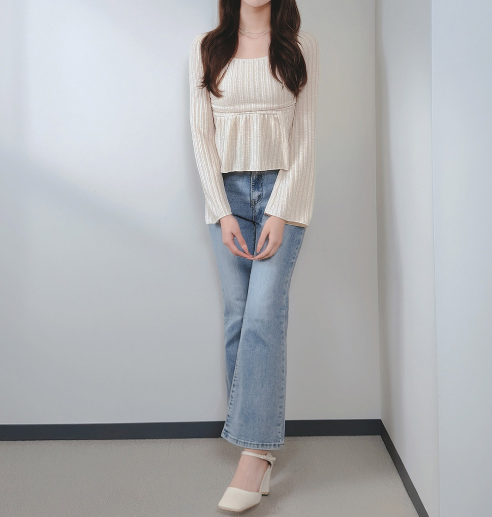 スクエアネックフレアリブニット | 詳細画像5