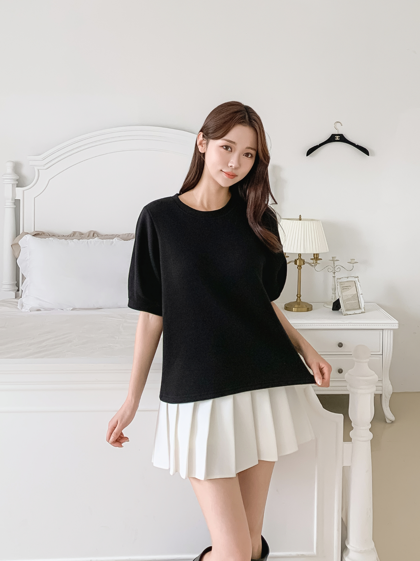 ワッフルラウンドネックパフスリーブTシャツ | 詳細画像33