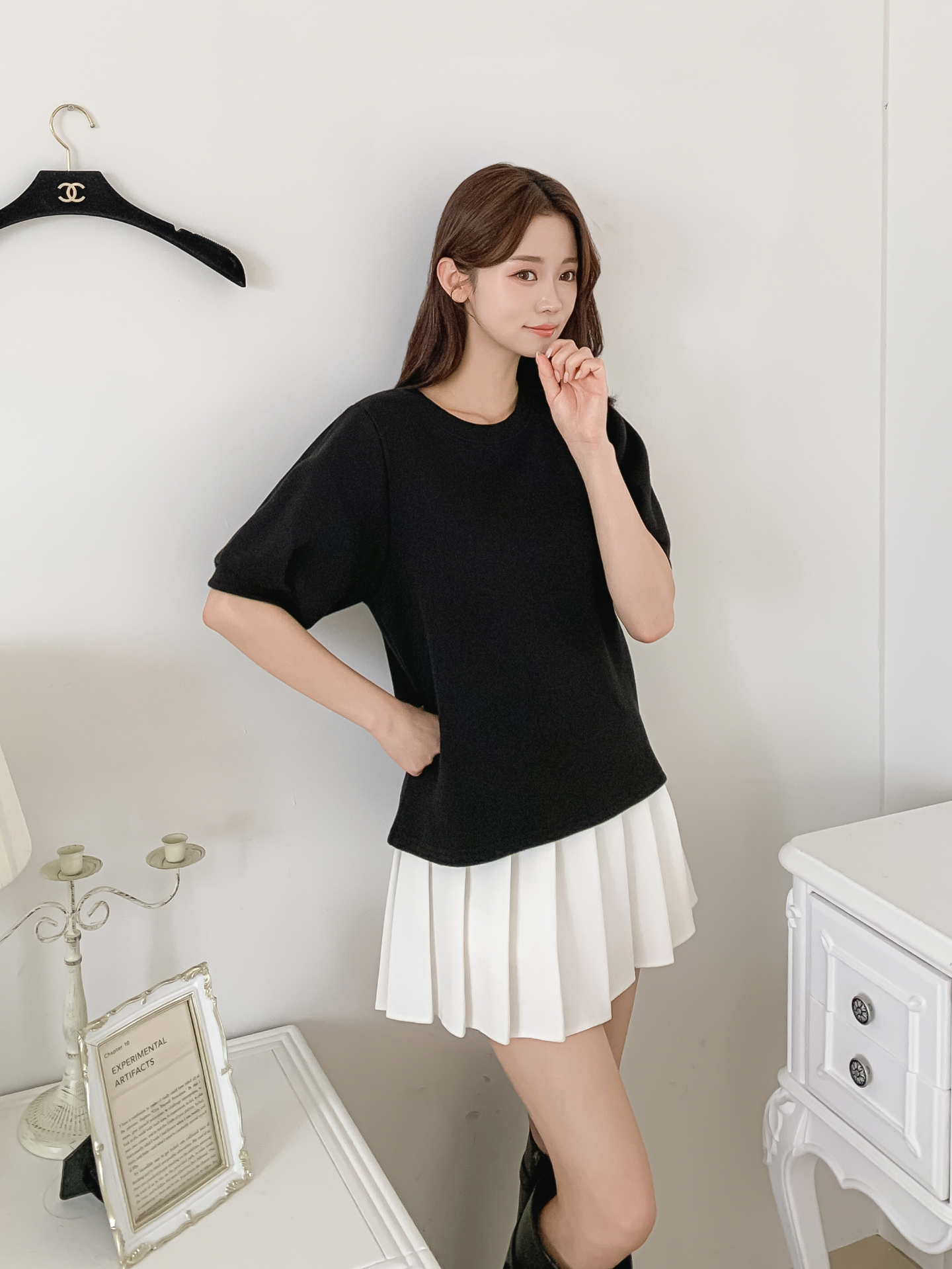 ワッフルラウンドネックパフスリーブTシャツ | 詳細画像41