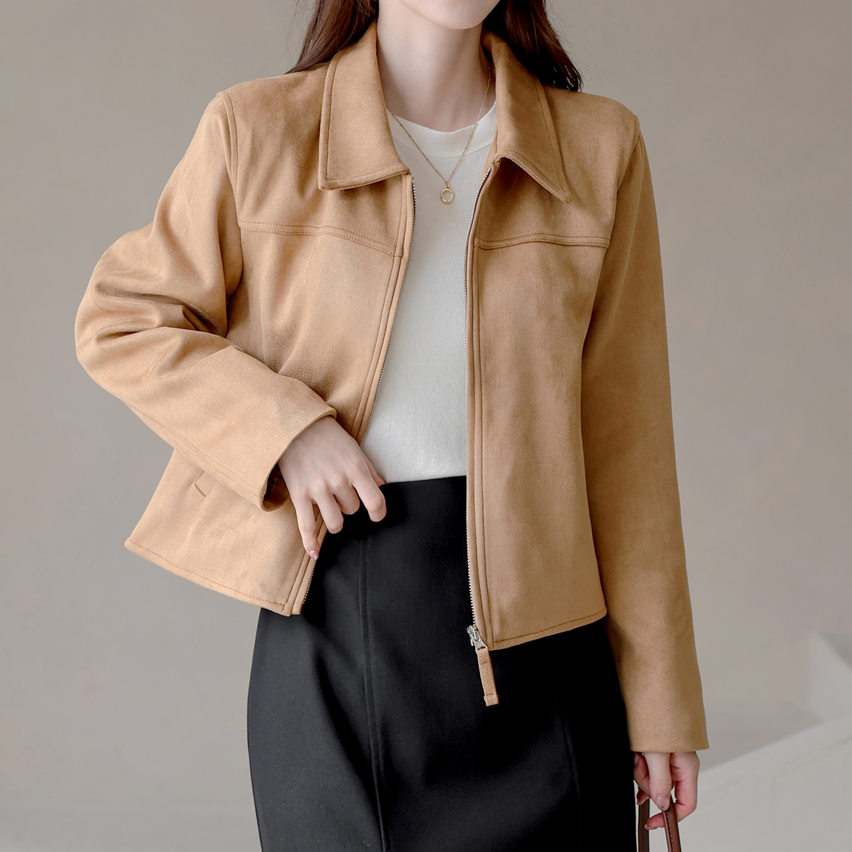 Soloist. スエードジャケット 16AW 46 ベージュ スエード調ジップアップカラー肩パッドカラージャケット | レディース