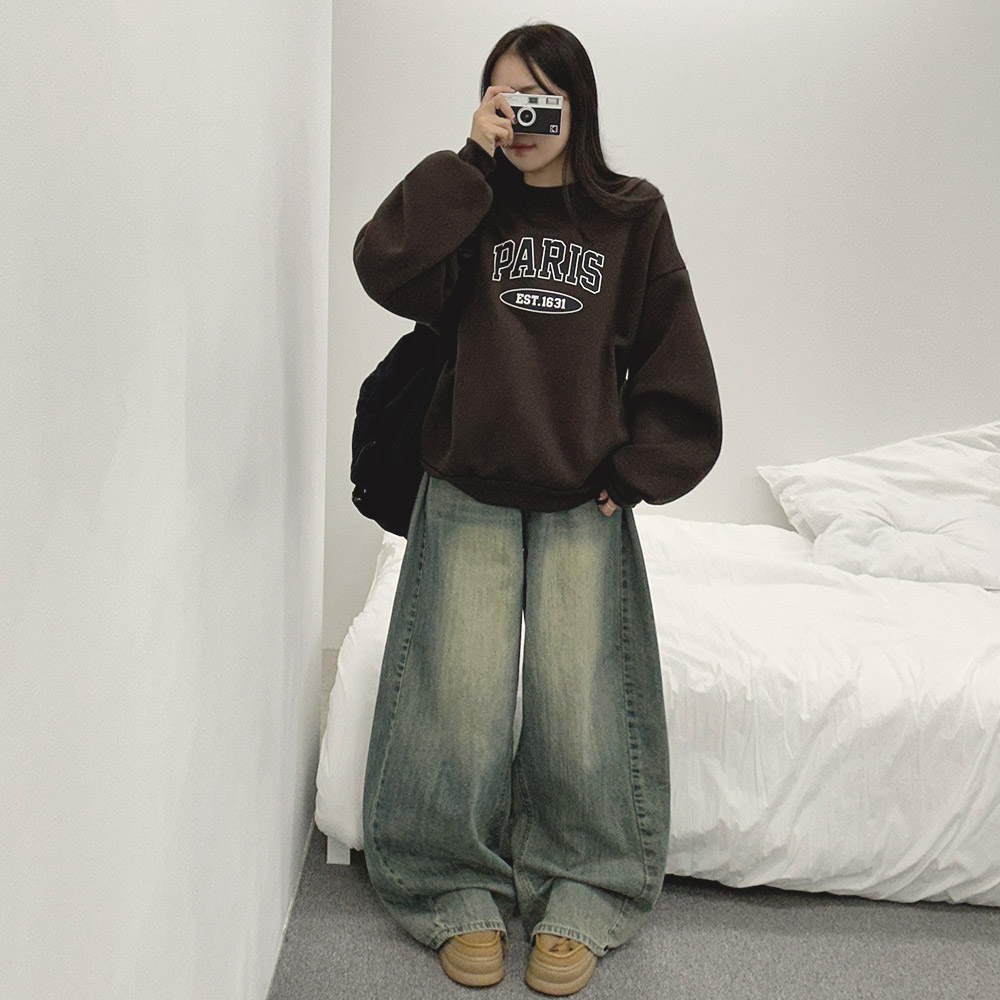 2TYPEラウンドネック長袖ルーズボクシーロゴスウェット | レディース