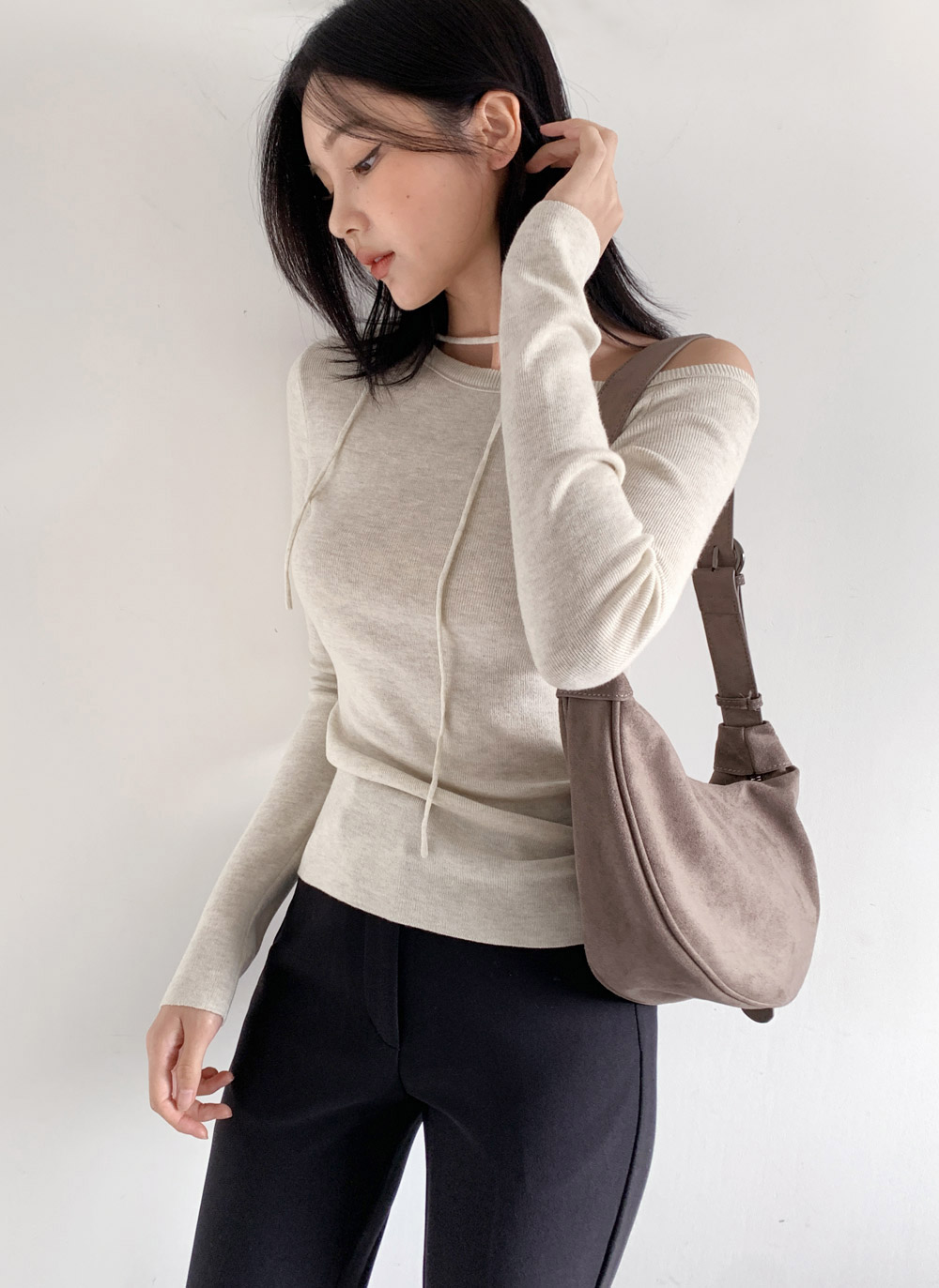 スエード調ハーフムーンショルダーバッグ | DHOLIC | 詳細画像6