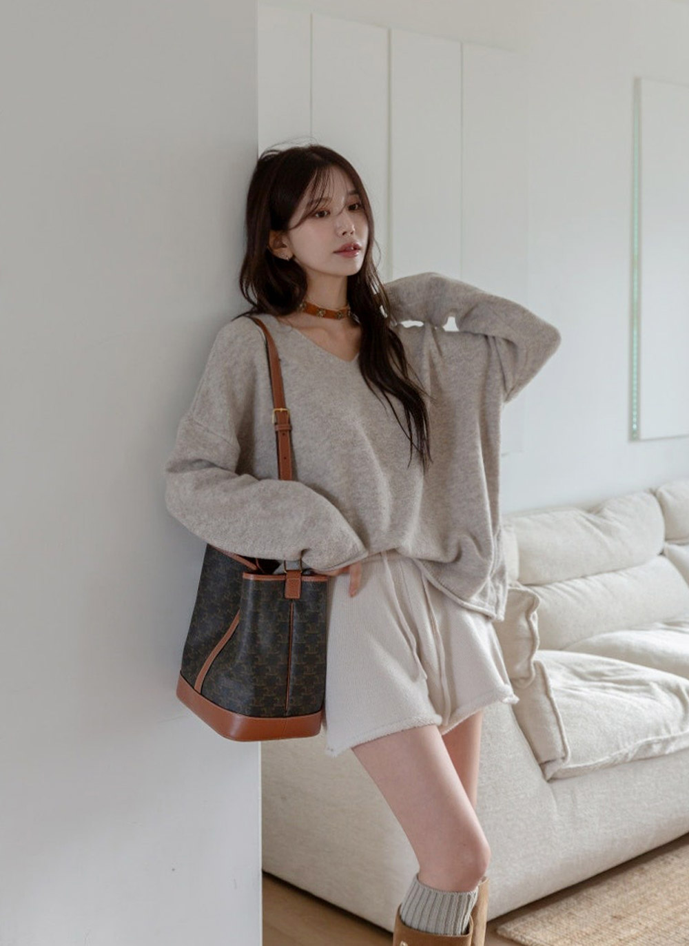 Vネックオーバーサイズ長袖ニット | DHOLIC | 詳細画像5